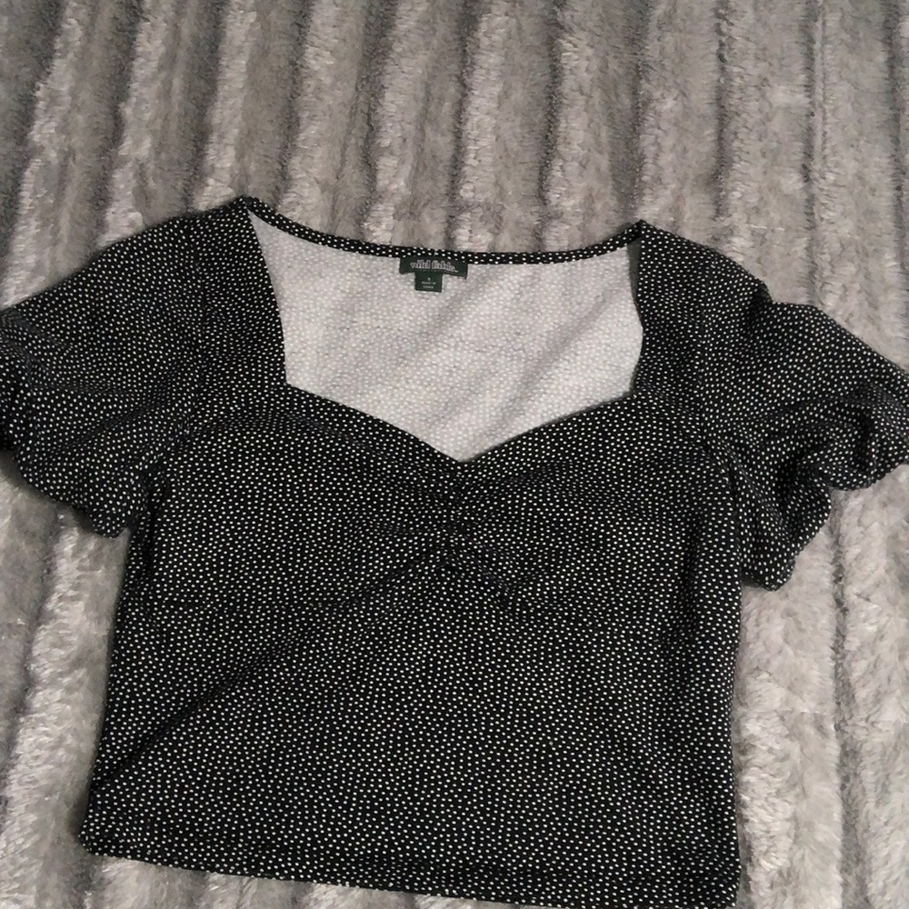 black and white, pot-a-dot crop top